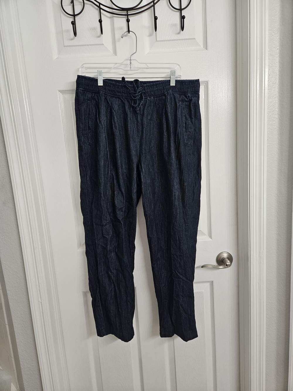Old Navy Billie Straight Leg Drawstring Pants Dark Wash Denim Size Large L